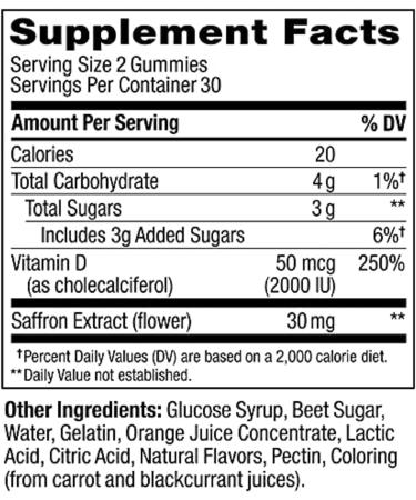OLLY Hello Happy Gummy Worms - Mood Balance Support with Vitamin D & Saffron - 60 Count - Buy Online on GoSupps.com