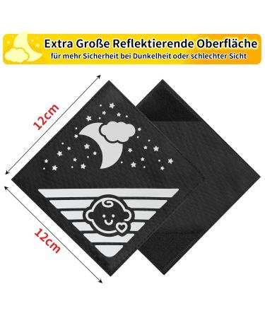 4 Universal Security Reflectors for Strollers - Velcro Fasteners | Sweet Babies & Clouds Moon Star Motif - Buy Online on GoSupps.com