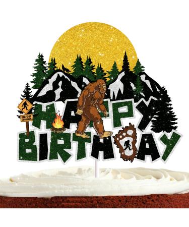 Bigfoot Cake Topper for Boys Girls Kids Men Sasquatch Crossing Party Supplies Camping Jungle Theme Party Decorations Big Foot Monster Ape Birthday Cake Decorations