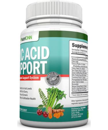 Herbal Uric Acid Cleanse Supplement - 90 Veggie Capsules with Tart Cherry, Chanca Piedra, Turmeric & More for Kidney & Gallbladder Health - Buy Online on GoSupps.com