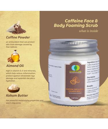 Caffeine Face & Body Foaming Scrub - 100g with Kokum Butter & Almond Oil | Exfoliating Stimulates Blood Flow Removes Dead Skin Cells - Buy Online on GoSupps.com