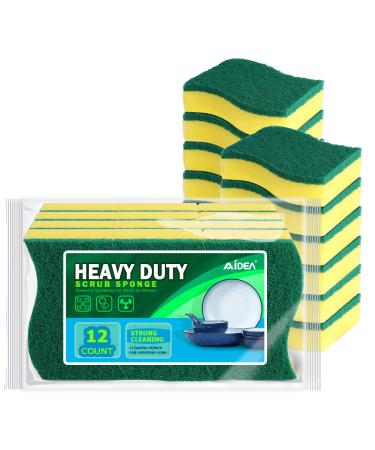 AIDEA Heavy Duty Scrub Sponge-24Count, Cleaning Scrub Sponge, Stink Free Sponge, Effortless Cleaning Eco Scrub Pads for Dishes,Pots,Pans All at Once