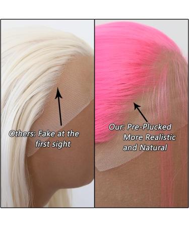 Towarm Hot Pink Synthetic Lace Front Wig for Black Women - Long Straight Heat Resistant Fiber Hair - Cosplay and Daily Wear - Buy Online on GoSupps.com