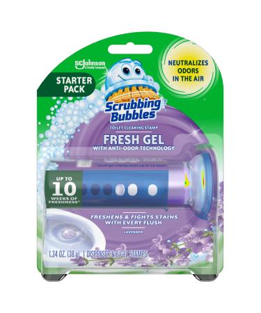 Scrubbing Bubbles Fresh Gel Toilet Bowl Cleaning Stamps, Gel Cleaner, Helps Prevent Limescale and Toilet Rings, Lavender Scent, 6 Stamps, 1.34 Oz