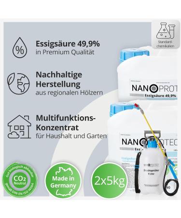 Nanoprotect Acetic Acid - Premium 10 kg Cleaner & Descaler | Versatile for Home & Garden | Made in Germany - Buy Online on GoSupps.com