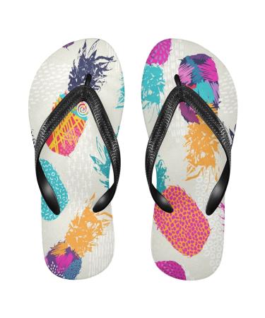 Mnsruu Tropical Summer Pineapple Print Flip Flops Home Hotel Spa Bedroom Travel S for Men Women