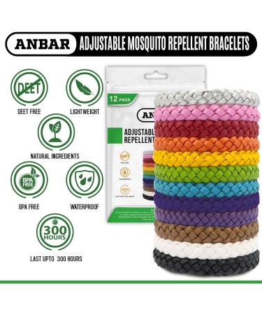 Anbar Leather Mosquito Repellent Bracelets for Adults and Kids 12 Pack Deet Free All-Natural Anti-Mosquito Tick and Insect Essential Oils 300-Hour Waterproof Outdoor Protection (Solid) - Buy Online on GoSupps.com