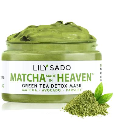 LILY SADO Green Tea Matcha & Avocado Face Mask - Organic Natural Vegan Facial Mask - Anti-Aging Antioxidant Defense Against Acne  Blackheads & Wrinkles for a Luscious  Soft Glowing Complexion   4 oz
