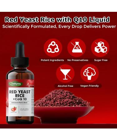 Q'ankyaq Red Yeast Rice with CoQ10 Liquid Drops 1200mg Red Rice Yeast Extract for Cholesterol Health CoQ10 200mg for Heart Support with Omega-3 Citrus Bioflavonoids & Bromelain 2 FL OZ - Buy Online on GoSupps.com