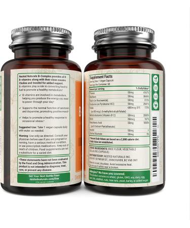 Buy Nested Vegan B-Complex Vitamins with Choline & Inositol - 60 Capsules for Energy & Wellness - Buy Online on GoSupps.com