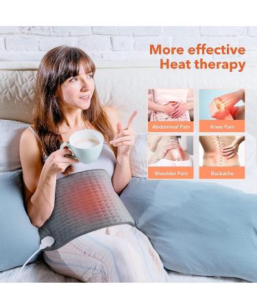 Heating Pad Electric Heat Pad for Pain Relief 16x30 - 6 Settings, 4 Timer Modes, Auto Shut Off - Neck, Back, Shoulder Pain & Muscle Relief - Washable Charcoal Grey - Buy Online on GoSupps.com