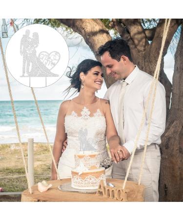 Personalized Silver MR & MRS Wedding Cake Topper with Strass | Elegant Cake Decoration for Weddings - Buy Online on GoSupps.com