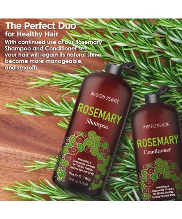 Mystere Beaute Rosemary Shampoo and Conditioner Set - Promotes Hair Growth & Scalp Health - Volumizing Formula - Sulfate & Paraben Free - 16 fl oz each - Buy Online on GoSupps.com
