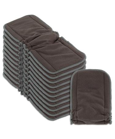 Naturally Natures Cloth Diaper Inserts 5 Layer. Charcoal Bamboo Reusable Diaper Liners with Gussets (Pack of 12) Charcoal Insert With Gusset (12 Pack)