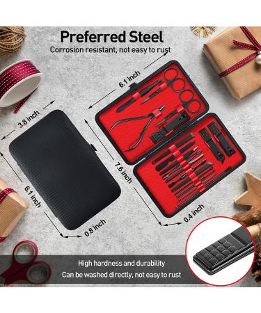 18-Piece MUIIGOOD Manicure Pedicure Set | Stainless Steel Nail Care Kit in Luxury PU Leather Case | Professional Grooming Tools for Men and Women - Buy Online on GoSupps.com