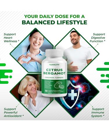 Citrus Bergamot 9-in-1 Formula - with Cinnamon Turmeric Odorless Garlic Olive Leaf Artichoke - Made and Tested in The USA 150 count (pack of 1) - Buy Online on GoSupps.com