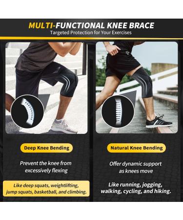 CAMBIVO 2 Pack Knee Brace with Side Stabilizers & Patella Gel Pad - XX-Large Black Grey | Knee Support for Weightlifting & Climbing - Compression Sleeves for Pain Relief & Arthritis - Buy Online on GoSupps.com