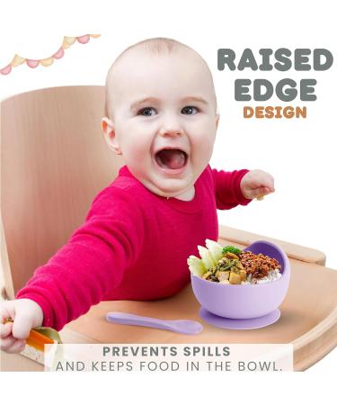 Xabono Baby Plates with Suction | BPA-Free Suction Plates for Easy Feeding | Washable Bowls with Silicone Spoon | Purple Design for First Baby Foods - Buy Online on GoSupps.com