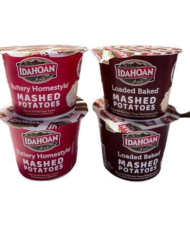 Idahoan Microwavable Instant Mashed Potatoes Variety Bundle Pack - Gluten Free (4 pack) - Loaded Baked & Buttery Homestyle 1.5oz/ea - Buy Online on GoSupps.com