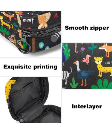 Cartoon Animals Sanitary Napkin Storage Bag | Menstrual Cup Pouch & Makeup Organizer for Girls - Multicoloured 09 - Buy Online on GoSupps.com