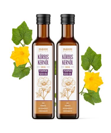Monte Nativo Monte Native Pumpkin Seed Oil (2 x 500 ml) - Cold-pressed virgin and unrefined pumpkin oil - Omega fatty acids for skin health and care - Ideal for
