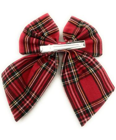 YUPs Tartan Bow Knot Hair Clips - Festive Plaid Fashion Accessories for Girls and Women (Red) - Buy Online on GoSupps.com