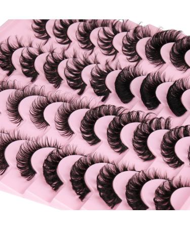 20 Pairs Lashes False Eyelashes Natural Look Wispy Cat Eye Mink Lashes Fluffy D Curl Fake Eye Lashes 3D Dramatic Long Thick Russian Strip Lashes Pack by Mavphnee A-Russian Strip Lashes