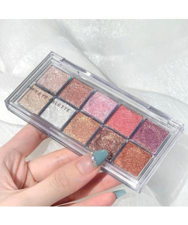 Erinde 10 Colors Glitter Eyeshadow Palette - Long-Lasting Highly Pigmented & Waterproof Korean Makeup Set with Brush #13-C - Buy Online on GoSupps.com