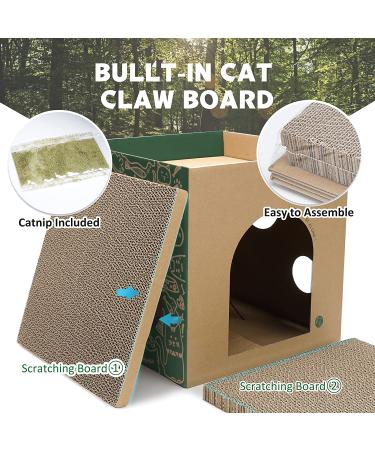 Cat Cardboard House with 2-Story Scratcher Pad | Indoor Cat Play Condo & Hideaway Furniture - Buy Online on GoSupps.com