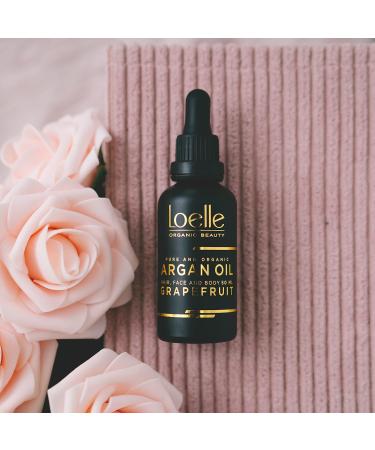 Loelle Fragrant Argan Oil with Grapefruit Extract - Anti-Folds Oil for Hands Face & Hair - Organic Vitamin E Body & Beard Care from Morocco - 50ml - Buy Online on GoSupps.com
