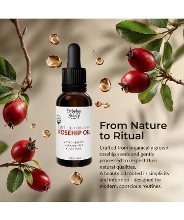 Organic Rosehip Seed Oil | 100% Pure, Cold-Pressed, Unrefined | USDA Certified Organic | Amber Glass Bottle with Glass Dropper | For Face, Skin & Hair - 1 Fl Oz - Buy Online on GoSupps.com