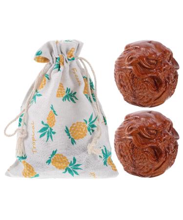 Coolhiya 1 pair of massage globe Hand exercise massage balls Gently rolling balls Handballs Balls for exercises massage handicraft balls Massageball balls Huanghua-Birne Wood Fitness