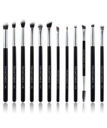 Oscar Charles Eye Makeup Brush Set | 12 Premium Brushes & Luxury Silver Cosmetic Bag | Perfect for Professional & Everyday Use - Buy Online on GoSupps.com