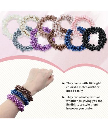 Dizila 10 Pack Stretchy Glitter Hair Scrunchies - Sparkly Pearl & Beaded Hair Ties for Women & Girls - Buy Online on GoSupps.com
