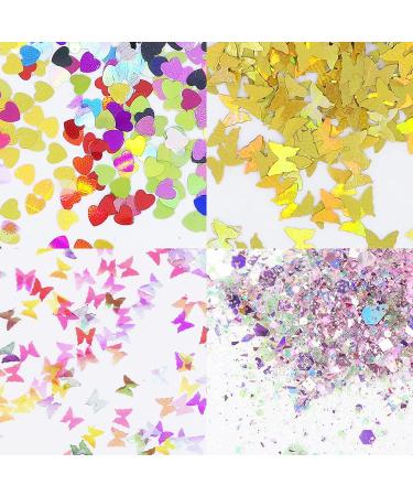 Chunky Glitter Sequins Kit - Butterfly Heart Hexagon Sparkle Nail Art Decoration in Purple for Makeup & Crafts | AddFavor - Buy Online on GoSupps.com