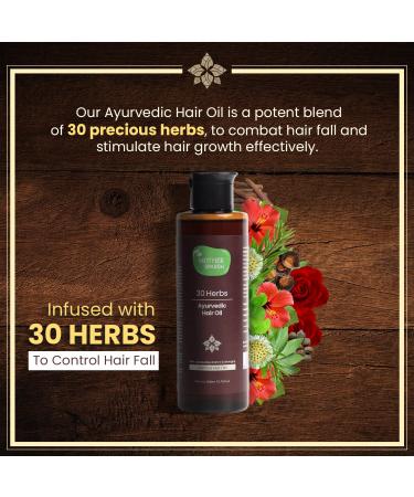 30 Herbs Natural Hair Oil - Reduce Hair Fall & Nourish Damaged Hair with Ayurvedic Formula | 200ml - Buy Online on GoSupps.com