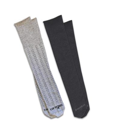 CORE-SPUN BY THERAFIRM SmartKnit & CoreSpun Adult AFO Interface Socks - 2 Pack (Charcoal & Diamond (Grey/Black) Adult Regular) - Buy Online on GoSupps.com