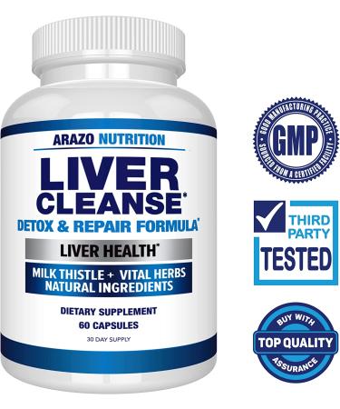 Liver Cleanse Detox & Repair Formula  Milk Thistle Herbal Support Supplement: Silymarin  Beet  Artichoke  Dandelion  Chicory Root  Arazo Nutrition - Buy Online on GoSupps.com