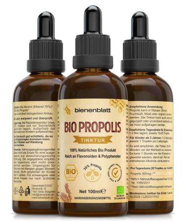 Organic Propolis 30% Tincture 100ml 100% Natural Apothecary Bottle with Pipette Propolis Extract Rich in Flavonoids
