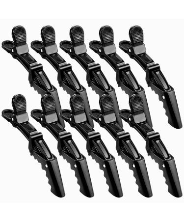 AMMON 10 Pcs Black Hair Clips Alligator Hair Clips Salon Hairclip for Styling Sectioning Clips Professional Plastic Gator Hair Clips for Women with Wide Teeth and Double-hinged Design Black 1