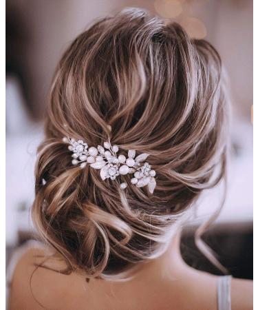 Unicra Silver Wedding Crystal Hair Vine Flower Leaf Headpiece Wedding Hair Accessories for Bride (Silver) - Buy Online on GoSupps.com