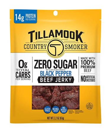 Tillamook Country Smoker Zero Sugar Keto Friendly Beef Jerky Black Pepper 2.2 Ounce