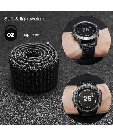 Abanen 26mm Hook and Loop Quick Dry Watch Band for Fenix 7X/6X/5X - Ultralight Nylon Wristband for Garmin Fenix 6X Pro/Sapphire 5X Plus Enduro - Black Green - Buy Online on GoSupps.com