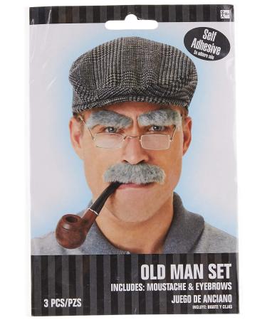 amscan 840999  Gray Old Man Moustache and Eyebrows Set