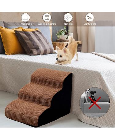 3-Tier Non-Slip Foam Dog Ramp 15.7 High | Soft Dog Steps for Injured, Older Pets | Includes Dog Rope Toy | Coffee Gray - BO-JJC5575-COF - Buy Online on GoSupps.com