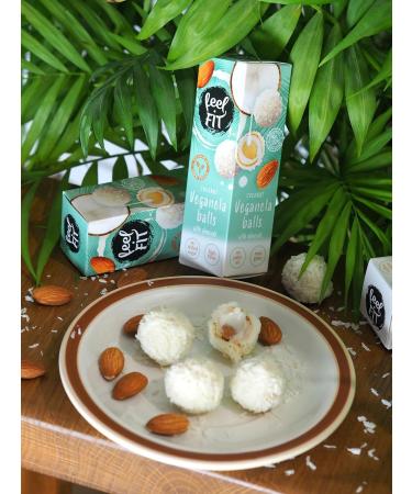 Feel Fit Veganela Balls - Vegan Coconut Chocolates with Almonds & Cream | No Added Sugar No Palm Oil - 27g - Buy Online on GoSupps.com