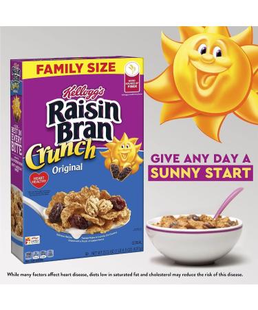 Kellogg's Raisin Bran Crunch Cereal 22.5oz - Family Size, Fiber & Heart Healthy - Buy Online on GoSupps.com