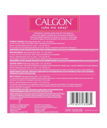 Calgon Take Me Away 4 Pc Gift Set (Refreshing Body Mist 2.0 Oz Of Cotton Candy Marsh Mallow Vanilla Swirl & Red Velvet) for Women By 2 Fl Oz - Buy Online on GoSupps.com