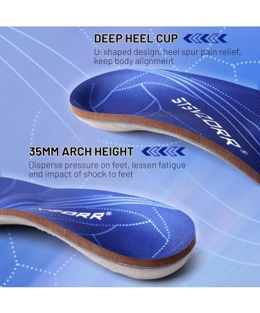STSVZORR High Arch Support Insoles for Men & Women | Pain Relief for Plantar Fasciitis & Flat Feet | Comfortable Shoe Inserts | Size 11-11.5 (295MM) - Dark Violet Blue - Buy Online on GoSupps.com