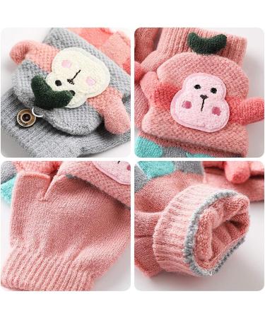 Aohhy Kids Winter Cartoon Knitted Half Finger Gloves - Red | 1-5 Years - Buy Online on GoSupps.com